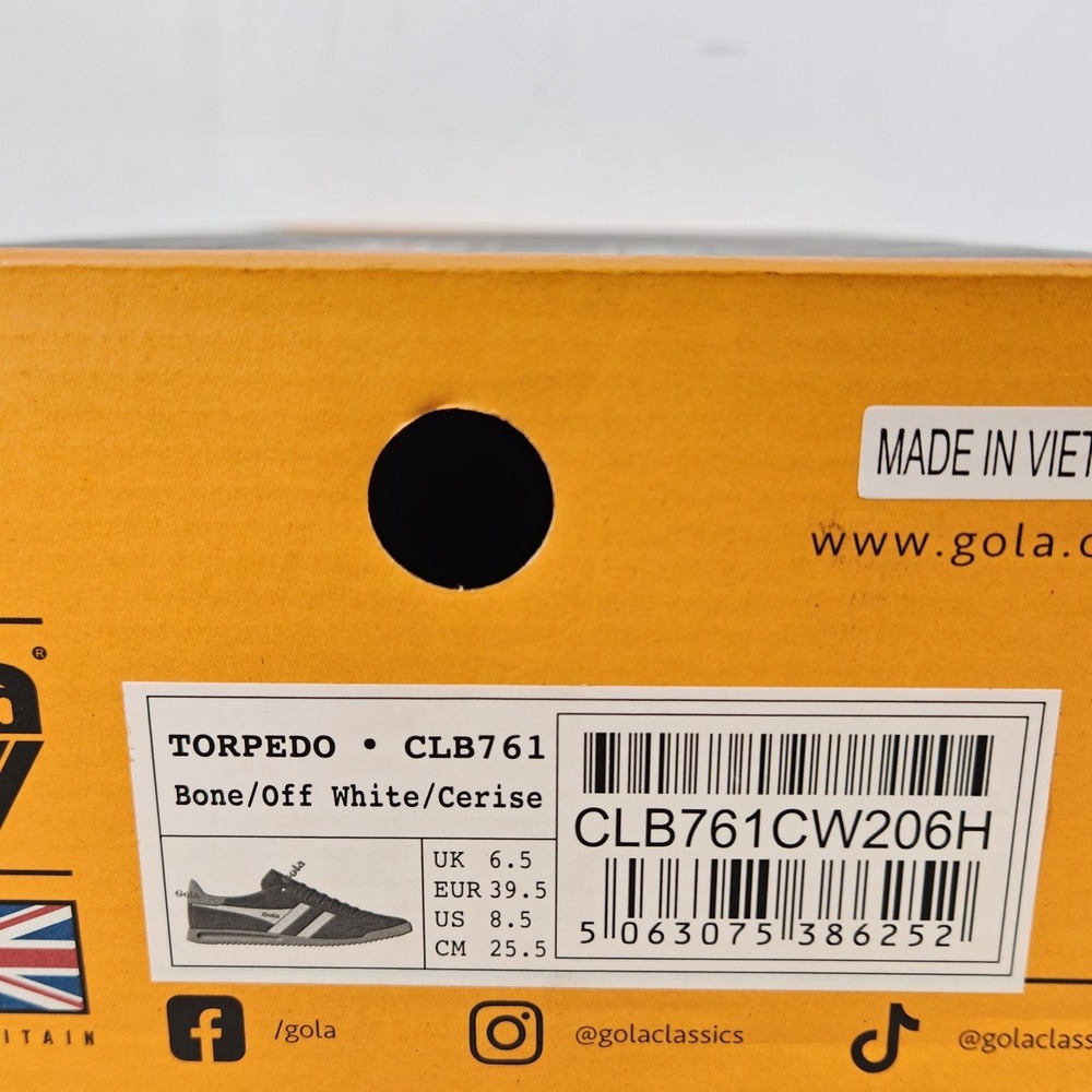 Gola Torpedo Sneaker Women Size 8.5 Bone Off White Cerise Suede Lace Up Jogger - Picture 7 of 7